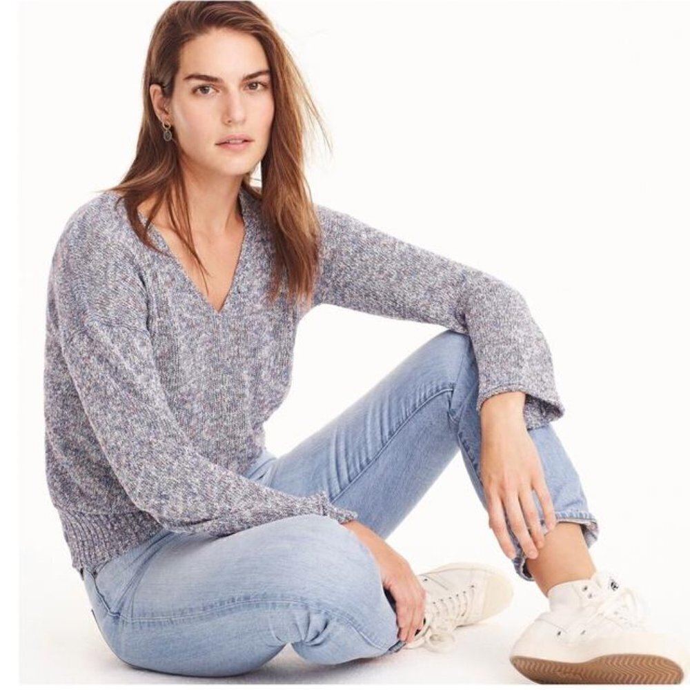 J. Crew Women's Multicolor Flared Sleeve Marled Swing Sweater Size XXS
